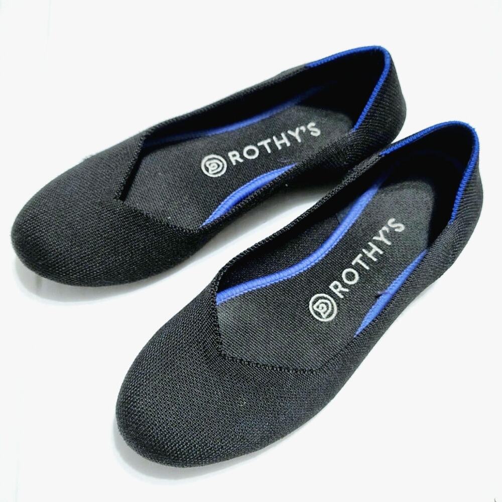 Rothys Black The Flat Sustainable Footwear Handcrafted Washable Shoe Size 7.5